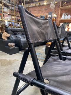 Set of 2 Italian Vintage Leather and Wood Side Chairs 1960s - 2609859