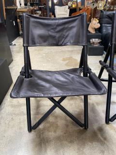 Set of 2 Italian Vintage Leather and Wood Side Chairs 1960s - 2609862