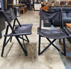 Set of 2 Italian Vintage Leather and Wood Side Chairs 1960s - 2609865