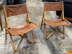 Set of 2 Italian Vintage Leather and Wood Side Chairs 1965 - 2609852