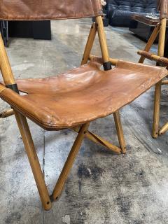 Set of 2 Italian Vintage Leather and Wood Side Chairs 1965 - 2609855