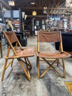 Set of 2 Italian Vintage Leather and Wood Side Chairs 1965 - 2609857