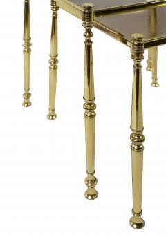 Set of 2 Mid Century Brass and Glass Side Nesting Stacking Tables - 3874895