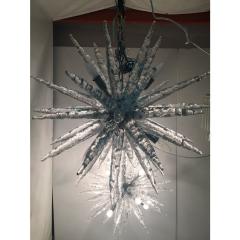Set of 2 Murano Glass Ice Clear Sputnik Italian Chandelier - 4303434