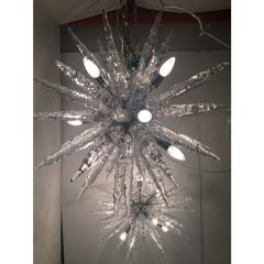 Set of 2 Murano Glass Ice Clear Sputnik Italian Chandelier - 4303459
