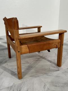 Set of 2 Vintage Italian Wood and Leather Safari Chairs 1970s - 3572899