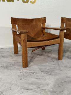 Set of 2 Vintage Italian Wood and Leather Safari Chairs 1970s - 3572902