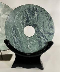 Set of 3 19th Century Chinese Jade Discs on Stands - 4628362
