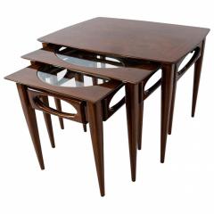 Set of 3 American Modern Walnut Nesting Tables by American of Martinsville - 4172518