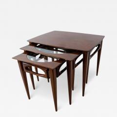 Set of 3 American Modern Walnut Nesting Tables by American of Martinsville - 4219524