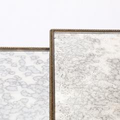 Set of 3 Art Deco Gilt Bronze Rope Form Nesting Tables W Antiqued Mirror Glass - 4377060