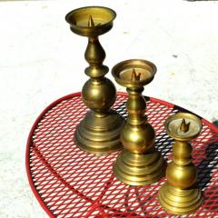 Set of 3 Brass Candle Holders in Various Sizes - 3747589