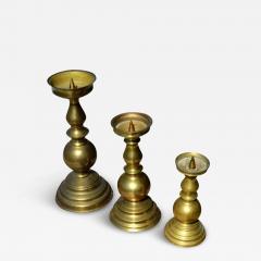 Set of 3 Brass Candle Holders in Various Sizes - 3751406