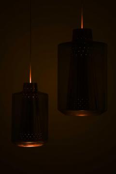 Set of 3 Brass Glass Ceiling Lamps 1950s - 4621437