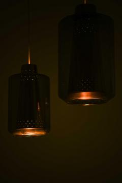 Set of 3 Brass Glass Ceiling Lamps 1950s - 4621440