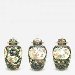 Set of 3 Chinese Style Black and White Porcelain Temple Jars - 4642178