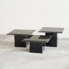 Set of 3 Coffee or Nesting Tables in Black Marble and Black Lacquer 1970s - 4608400