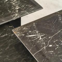 Set of 3 Coffee or Nesting Tables in Black Marble and Black Lacquer 1970s - 4608429