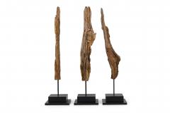 Set of 3 Contemporary American Abstract Driftwood Sculptures - 4661865
