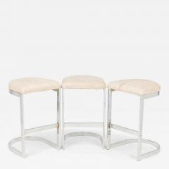 Set of 3 Dillingham Mid Century American Horseshoe Cantilevered Off White Meta - 4689865