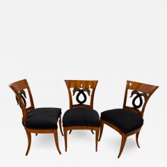 Set of 3 Empire Chair Cherry Veneer Swan Back Decor South Germany circa 1815 - 2624757