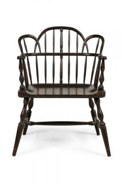 Set of 3 English Windsor Style Black Armchairs - 4657547