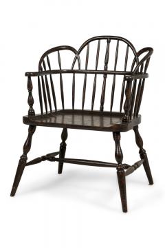 Set of 3 English Windsor Style Black Armchairs - 4657548