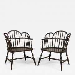 Set of 3 English Windsor Style Black Armchairs - 4708742