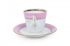 Set of 3 French Victorian Pink Porcelain Teacups and Saucers - 4674998
