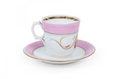 Set of 3 French Victorian Pink Porcelain Teacups and Saucers - 4674999