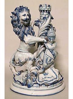 Set of 3 French Victorian Porcelain Lion Clock Set - 4629363
