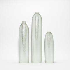 Set of 3 Hand Blown Murano Voda Vases Bottles in Frosted Silver - 4214630