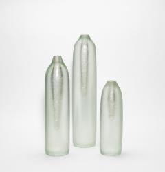 Set of 3 Hand Blown Murano Voda Vases Bottles in Frosted Silver - 4214632