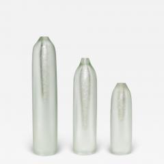 Set of 3 Hand Blown Murano Voda Vases Bottles in Frosted Silver - 4217450