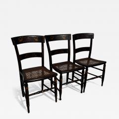 Set of 3 Handpainted Hitchcock Style Side Chairs w Cane Seats - 4401368