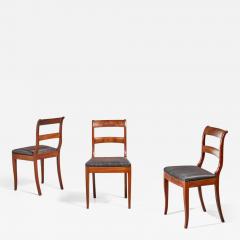 Set of 3 Karl Johan style sidechairs with horsehair seat Sweden 19th century - 968092