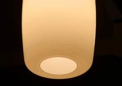 Set of 3 Large Mid Century Pendant Lamps in Opaline Glass 1960 - 4608326