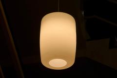Set of 3 Large Mid Century Pendant Lamps in Opaline Glass 1960 - 4608330