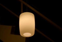Set of 3 Large Mid Century Pendant Lamps in Opaline Glass 1960 - 4608351
