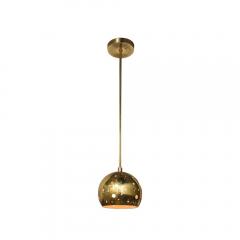 Set of 3 Mid Century Rounded Brass Pendant Chandeliers W Circular Cutout Detail - 4233727