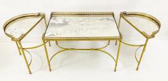 Set of 3 Modular Brass and Glass Side Tables - 2499629