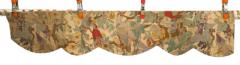 Set of 3 Pair of Floral and Bird Linen Drapes and 1 Valance - 4661130