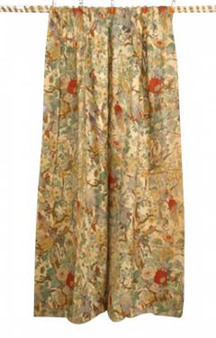 Set of 3 Pair of Floral and Bird Linen Drapes and 1 Valance - 4661131