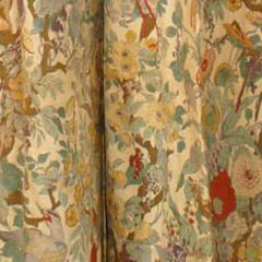 Set of 3 Pair of Floral and Bird Linen Drapes and 1 Valance - 4661132