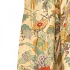 Set of 3 Pair of Floral and Bird Linen Drapes and 1 Valance - 4661133