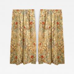 Set of 3 Pair of Floral and Bird Linen Drapes and 1 Valance - 4692376