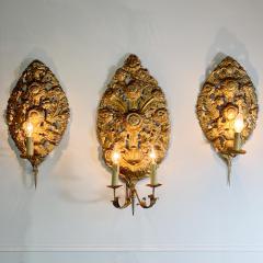 Set of 3 Repousse Baroque Wall Sconces - 3037584