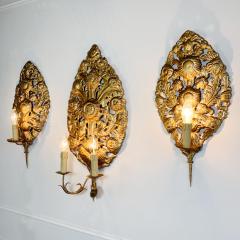 Set of 3 Repousse Baroque Wall Sconces - 3037591