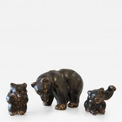 Set of 3 Royal Copenhagen Danish Mid Century Black Porcelain Bears - 4195847