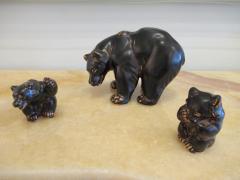 Set of 3 Royal Copenhagen Danish Mid Century Black Porcelain Bears - 4195849